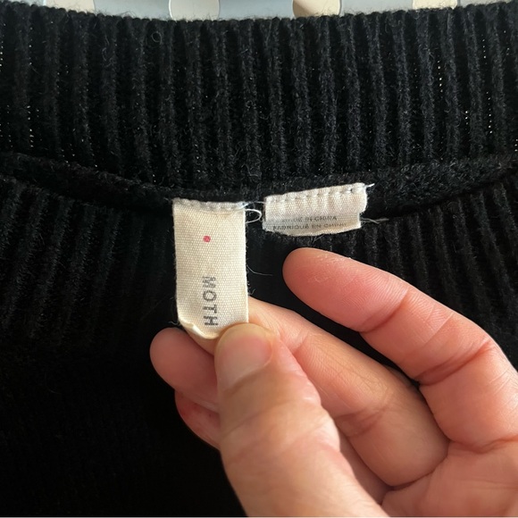 Moth by Anthropologie Crew Neck Puffed Sleeve Sweater Size Small in Black - Picture 11 of 12